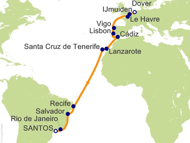 20 Night Transoceanic Cruise from Santos (Sao Paulo)
