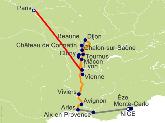13 Night Essence of Burgundy and Provence (Wine Cruise) Cruise and Land Tour from Nice