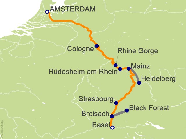 8 Night Romantic Rhine with 1 Night in Amsterdam (Southbound) Cruise and Land Tour from Amsterdam