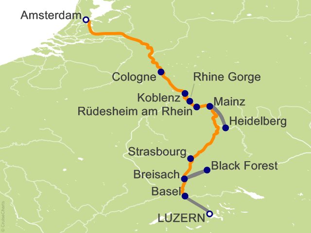 9 Night Romantic Rhine with 2 Nights in Lucerne (Northbound) Cruise and Land Tour from Lucerne