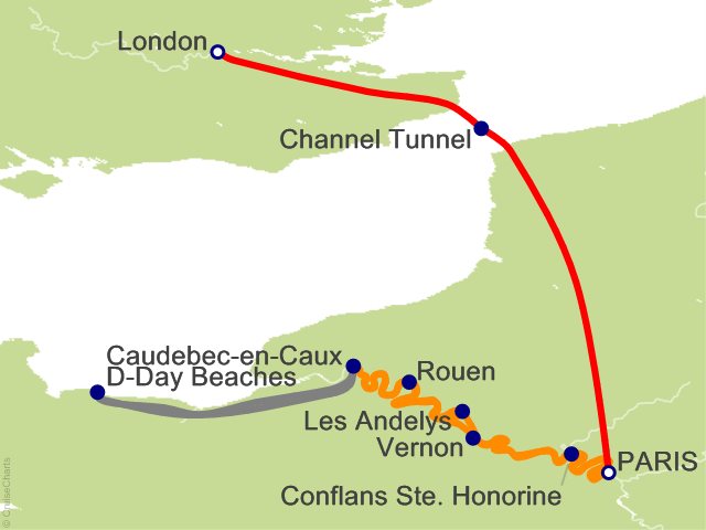10 Night Paris to Normandy WWII Remembrance and History Cruise with 3 Nights in London Cruise and Land Tour from Paris