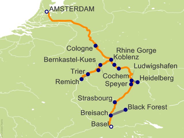 11 Night The Rhine and Moselle with 1 Night in Amsterdam (Southbound) Cruise and Land Tour