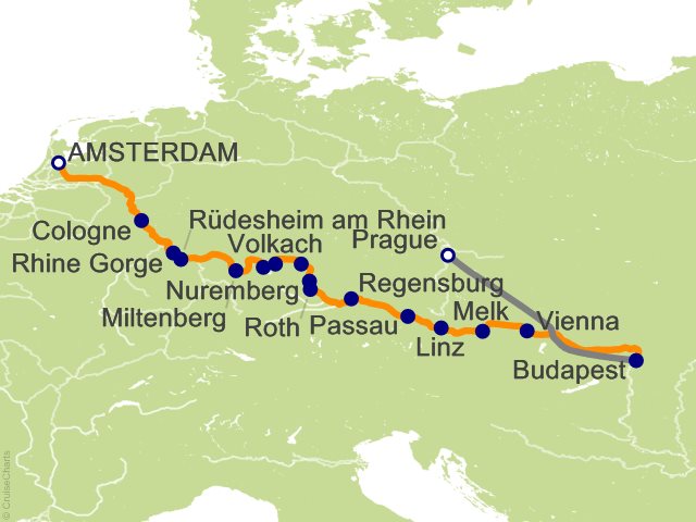 18 Night Magnificent Europe with 1 Night in Amsterdam and 3 Nights in Prague Cruise and Land Tour from Amsterdam