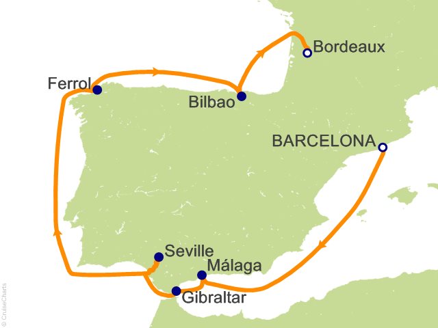 12 Night Comprehensive Spain Cruise from Barcelona