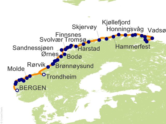 10 Night Voyage of Discovery   Bergen to Kirkenes and Trondheim Cruise from Bergen