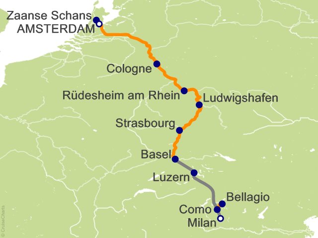 12 Night Rhine Castles and Swiss Alps (Wine Cruise) Cruise and Land Tour from Amsterdam