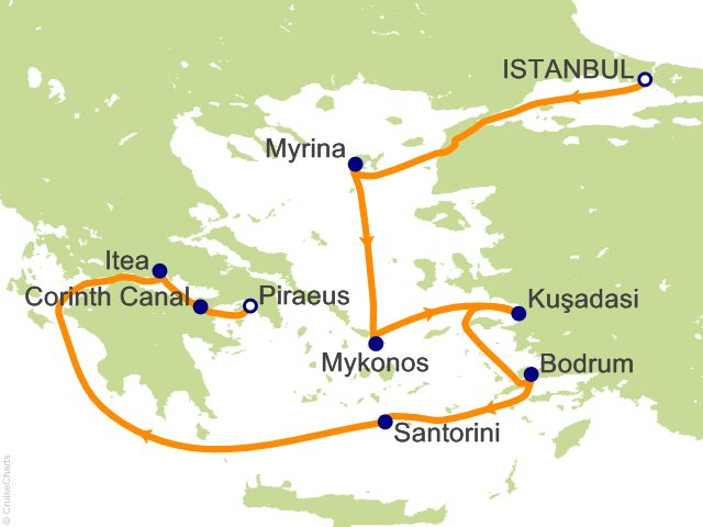 8 Night Aegean Sea Odyssey via the Corinth Canal Cruise from Istanbul