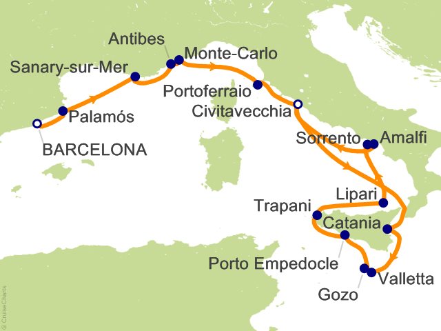 17 Night Star Collector   Sicilian Circumnavigation and Monaco Cruise from Barcelona