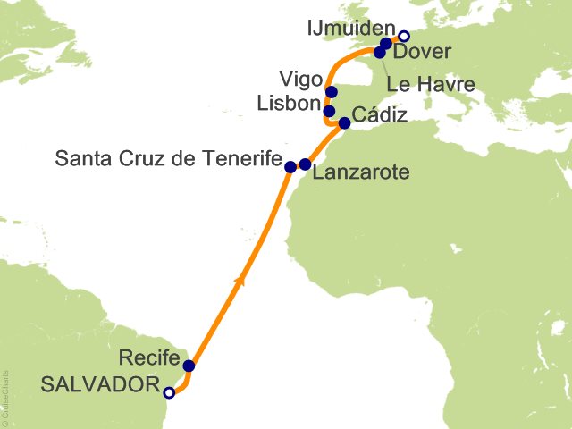 17 Night Transoceanic Cruise from Salvador de Bahia