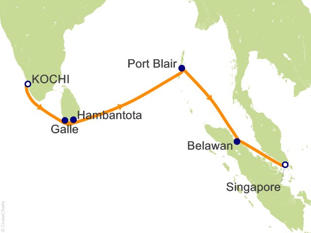 11 Night Cochin to Singapore Cruise from Cochin