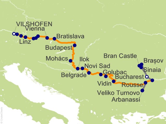 17 Night The Danube from Germany to Romania with 2 Nights in Transylvania Cruise and Land Tour from Vilshofen