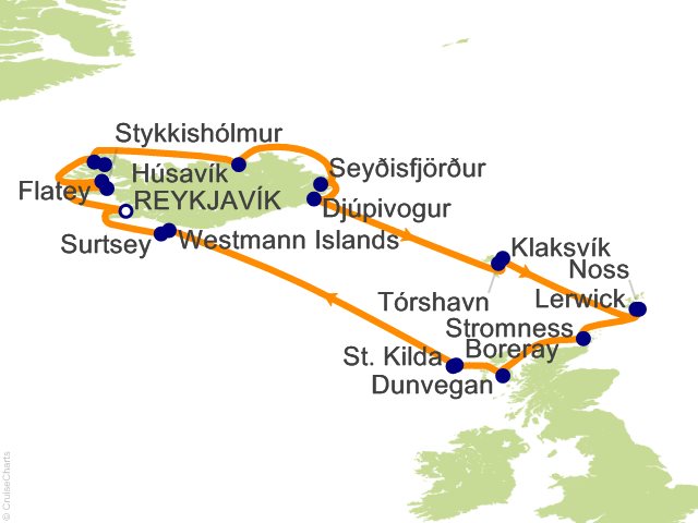 14 Night Reykjavik to Reykjavik Cruise from Reykjavik