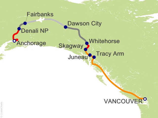 11 Night Yukon and Denali Tour Y4C Cruise and Land Tour from Vancouver