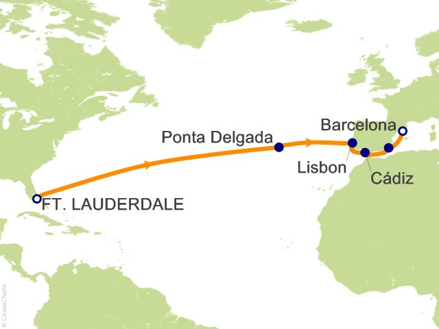 13 Night Eastbound Transatlantic from Fort Lauderdale Cruise from Fort Lauderdale