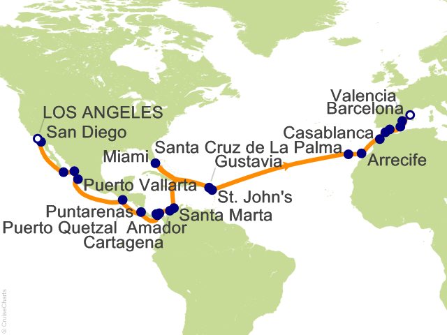 38 Night A Grand Journey from Latin Shores to European Enclaves Cruise from Los Angeles