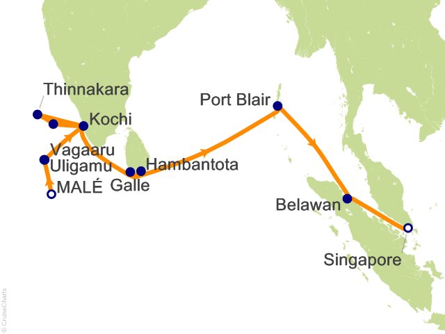 16 Night Male to Singapore Cruise from Male