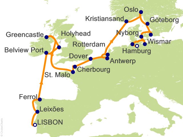 21 Night Seafarer Route to Scandinavia Cruise from Lisbon