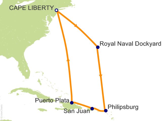 9 Night Bermuda and Eastern Caribbean Cruise from Bayonne (Cape Liberty)