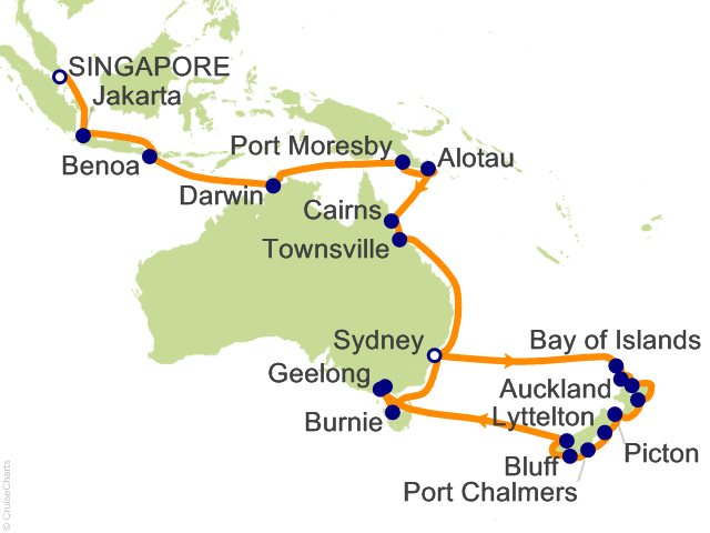 38 Night Australasian Seafarer Cruise from Singapore