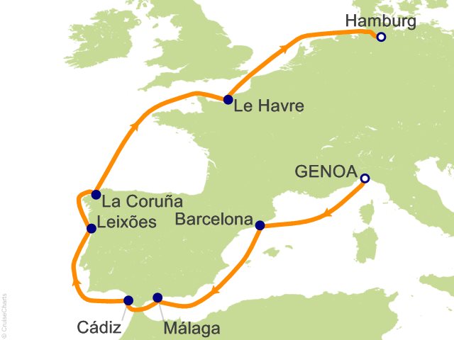 11 Night Mediterranean and Northern Europe Cruise from Genoa