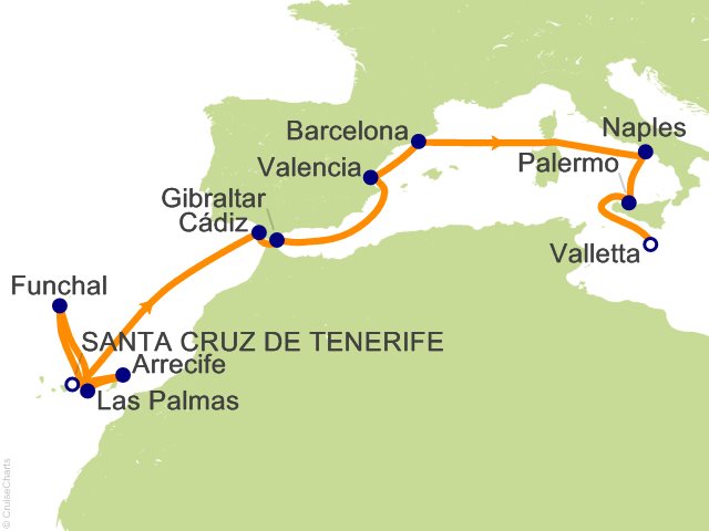 19 Night Canary Islands and Mediterranean Fly Cruise