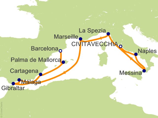 11 Night Grand Western Mediterranean Cruise from Civitavecchia (Rome)