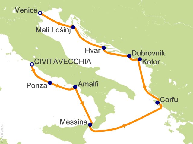11 Night Italy Montenegro Croatia Cruise from Civitavecchia (Rome)