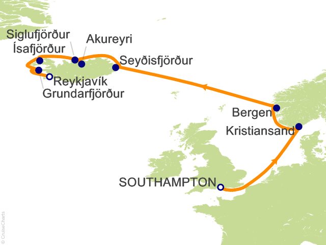 10 Night Exploring Northern Horizons London (Southampton) to Reykjavik Cruise