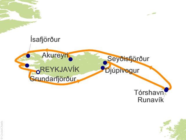 10 Night Magical Midnight Sun Reykjavik to Reykjavik Cruise
