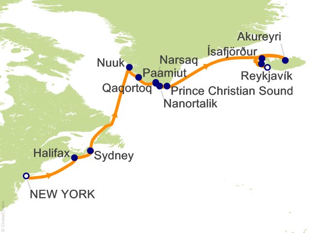 18 Night Icelandic Getaway New York to Reykjavik Cruise