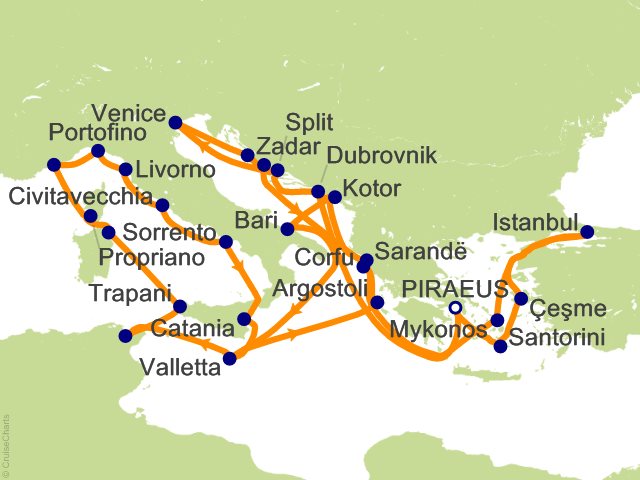 34 Night Eternal Rivieras Cruise from Athens (Port of Piraeus)