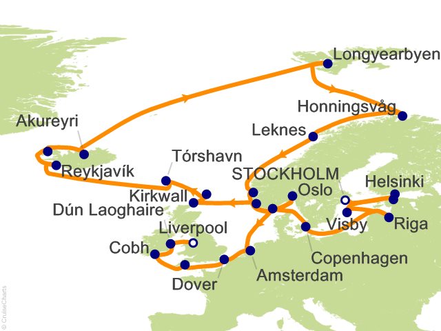 40 Night Stockholm to Liverpool Cruise from Stockholm