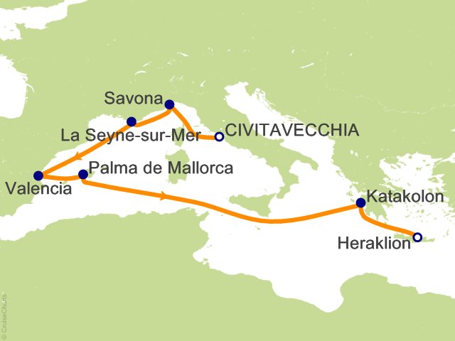 8 Night Mediterranean Cruise from Civitavecchia (Rome)