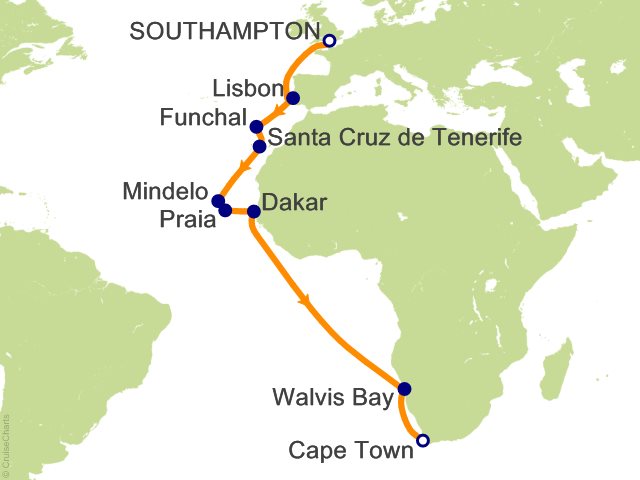 22 Night Southampton to Cape Town Cruise
