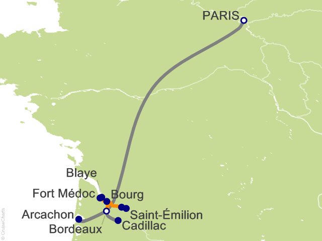 9 Night Bonjour Bordeaux Chateaux Wineries and Charming Villages with 2 Nights in Paris Cruise and Land Tour from Paris