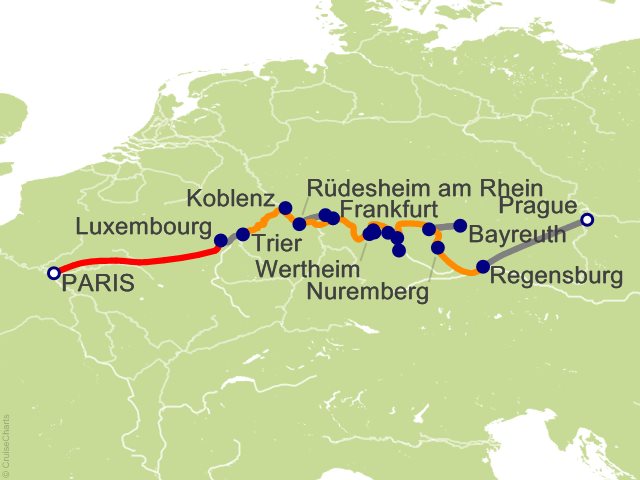13 Night Romantic Capitals Paris to Prague Cruise and Land Tour from Paris
