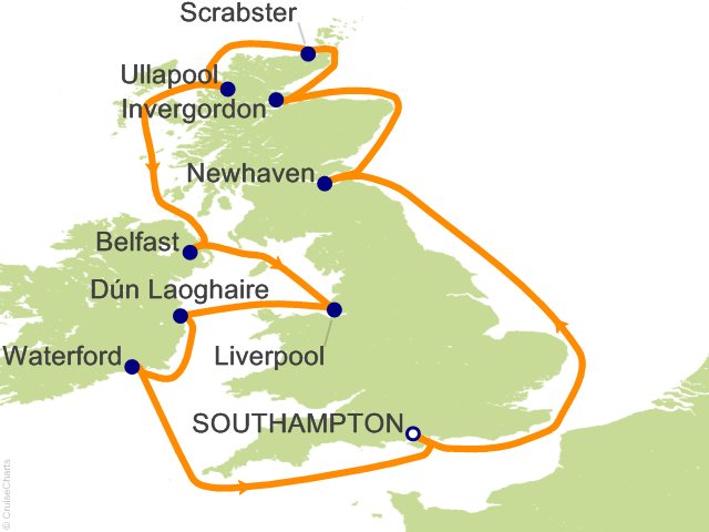 12 Night Splendor of the Isles London (Southampton) to London (Southampton) Cruise