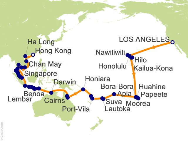 74 Night Southern Seas Saga Cruise from Los Angeles