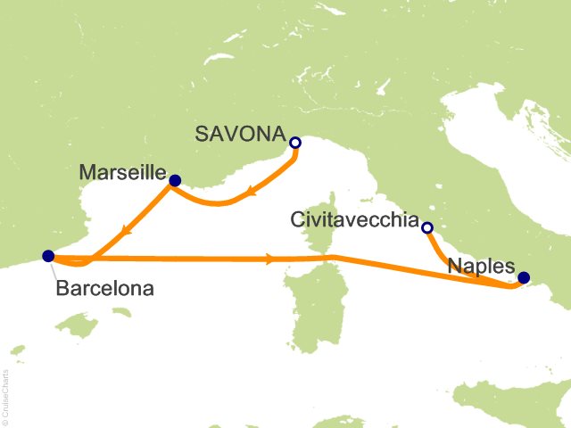 5 Night Mediterranean Cruise from Savona