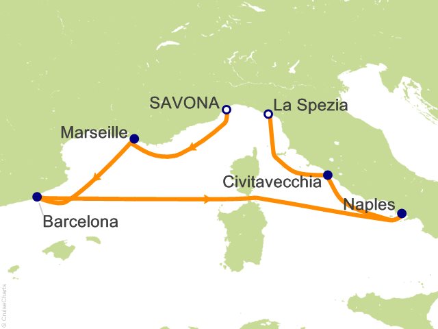 6 Night Mediterranean Cruise from Savona