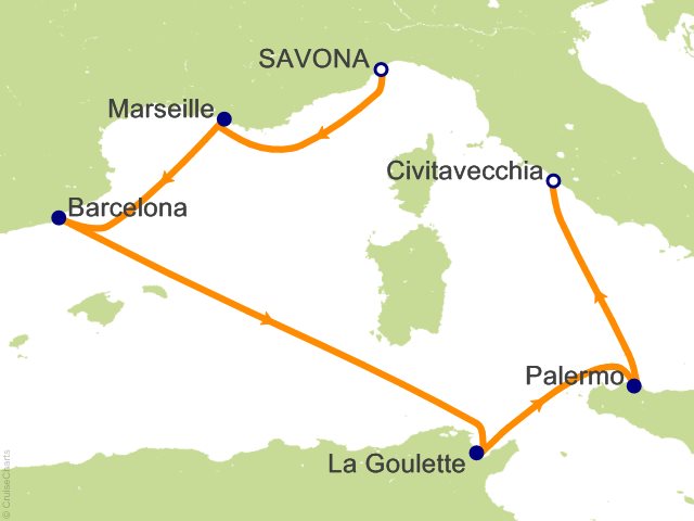 6 Night Mediterranean Cruise from Savona