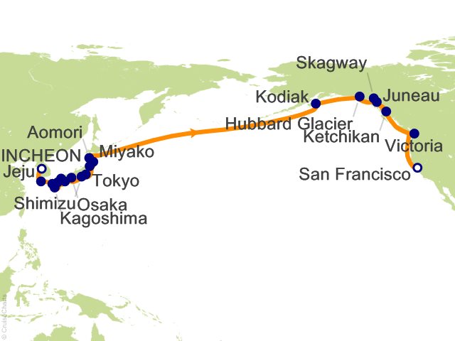 32 Night Rising Sun and Golden Gate Seoul (Incheon) to San Francisco Cruise