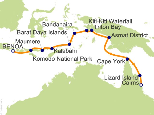 15 Night Tropical Odyssey Between Indonesia and Northeastern Australia Cruise from Bali (Benoa)