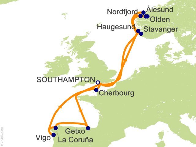 14 Night Norwegian Fjords Spain and France Cruise