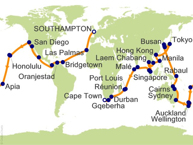 107 Night Southampton to Cape Town Cruise