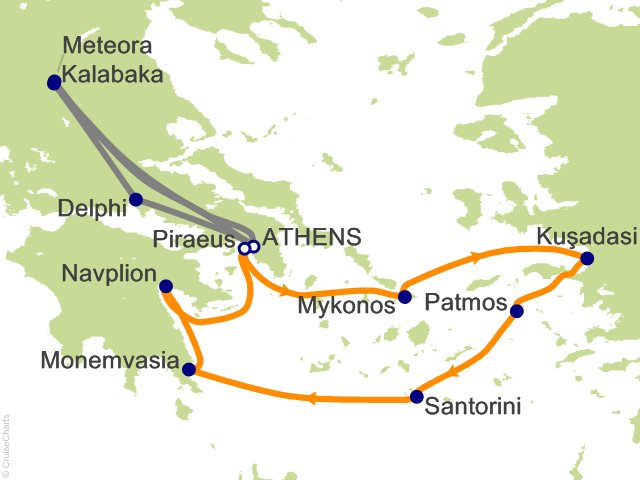 10 Night Delphi and Meteora Grecian Treasures Cruise Tour Cruise and Land Tour