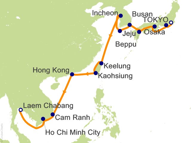 20 Night Coastal Wonders of East Asia   Tokyo to Bangkok (Laem Chabang) Cruise from Tokyo