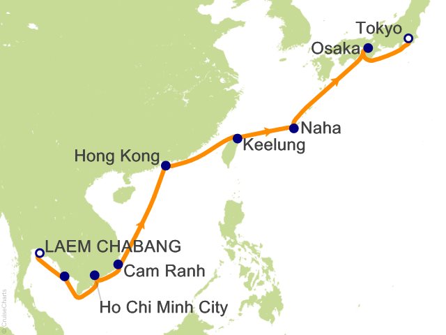 16 Night Iconic Skylines Starry Nights Bangkok (Laem Chabang) to Tokyo Cruise