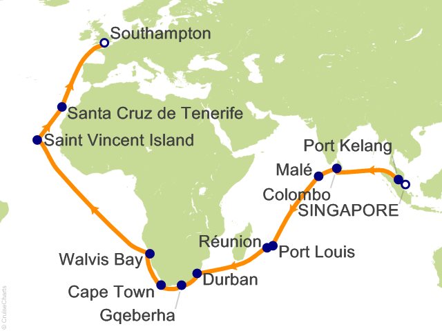 40 Night Singapore to Southampton Cruise