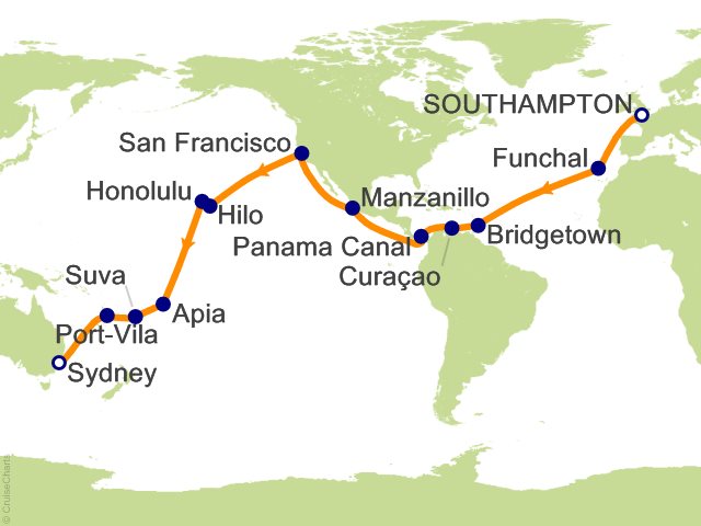 44 Night Southampton to Sydney Cruise